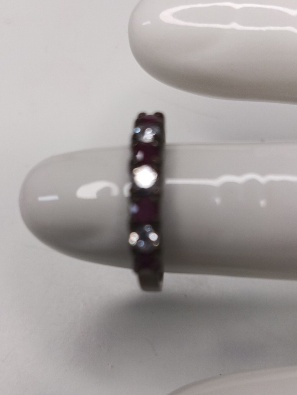 Vintage Avon Sterling Silver Ruby Eternity Band Ring - Size 7